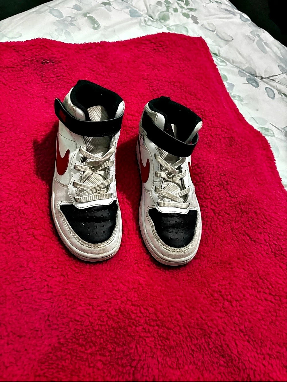 Nike Court Borough Mid 2 Kids High-Top Sneakers White & Red- Size 13C